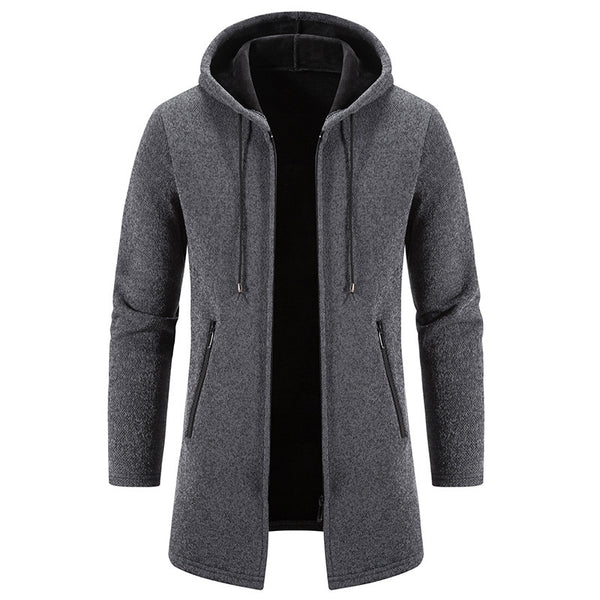 Men's Cardigan Mid-length Hooded Jacket