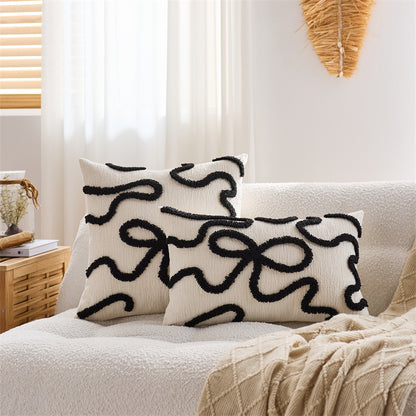 Bow Line Embroidered Pillow Cover