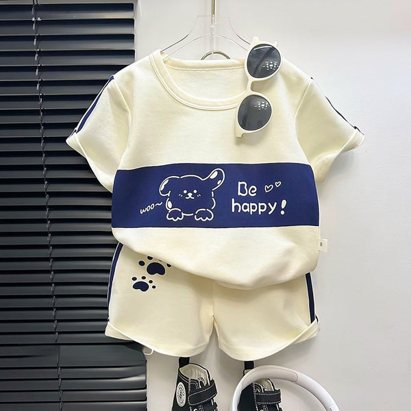 Children's Short Sleeve Striped Suit Girls Boys