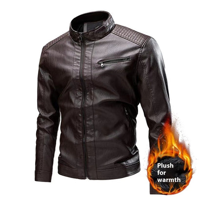 Manteau en cuir pour hommes, style motard décontracté, rétro, à coutures, pour le printemps et l'automne, transfrontalier