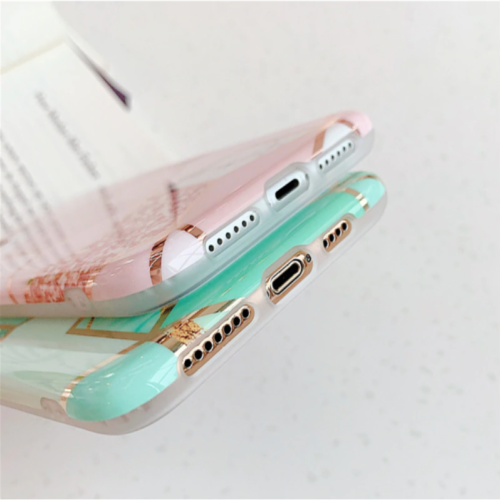 Marble Effect Soft TPU Green Case - For iPhone X / Xs