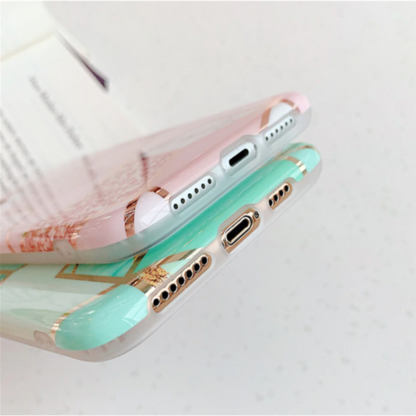 Marble Effect Soft TPU Green Case - For iPhone X / Xs