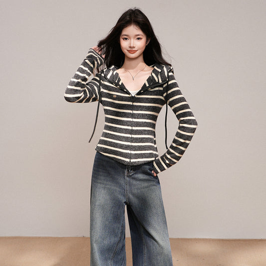 Women's Hooded Zip-Up Cardigan Sweater