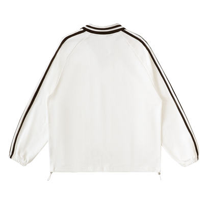 Waran Contrast Striped Lapel Collar Sweatshirt 380GSM