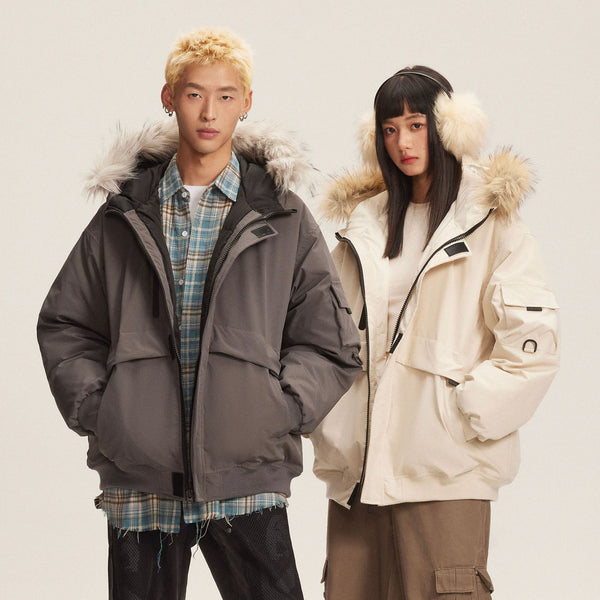 Doudoune parka à capuche avec col en fourrure rétro, épaisse pour femme, pour l'hiver