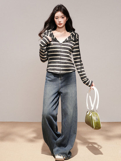 Cardigan zippé à capuche pour femme