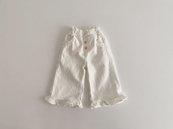 Pantalon décontracté rétro en dentelle à oreilles en bois pour bébés filles Printemps, pantalon large pour enfants, mode enfantine