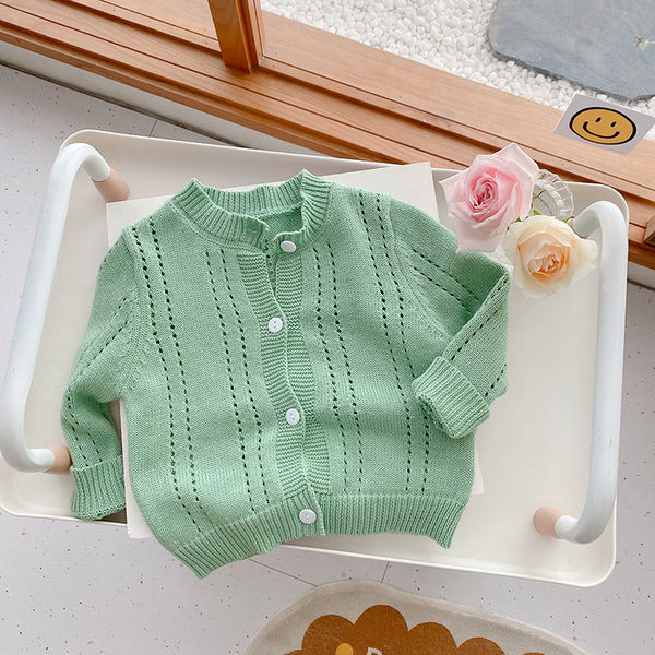 Candy Kids Full Sleeve Solid Knitted Outwear Coat Sweater - Stuffs & Savers