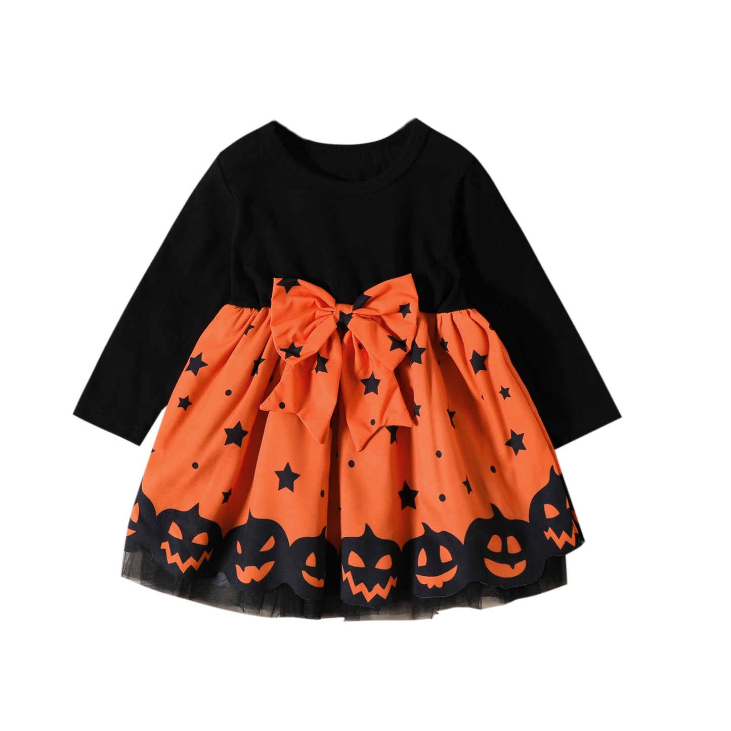Girls Halloween Long Sleeve Mesh Dress