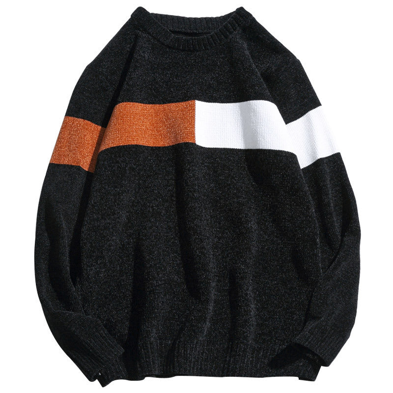 Mens Loose-colored pullover sweater
