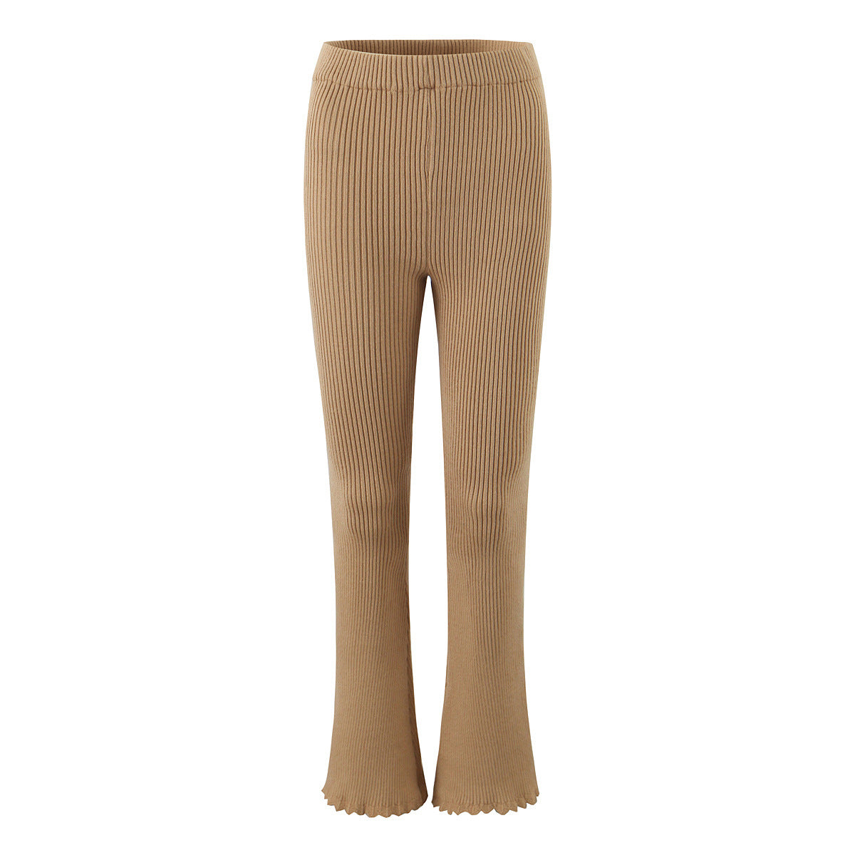 Slim fit micro flared knitted long pants