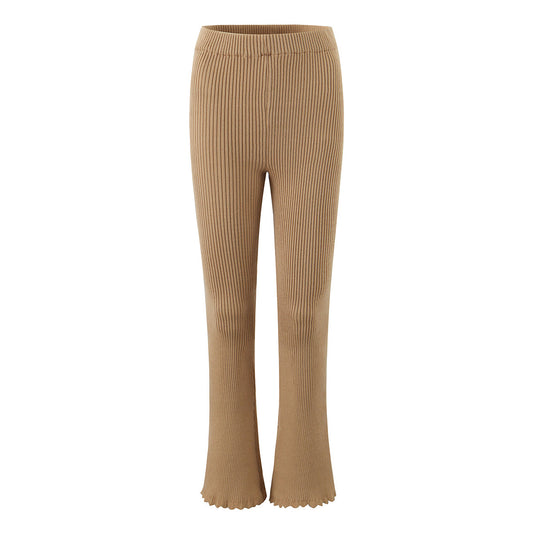 Slim fit micro flared knitted long pants