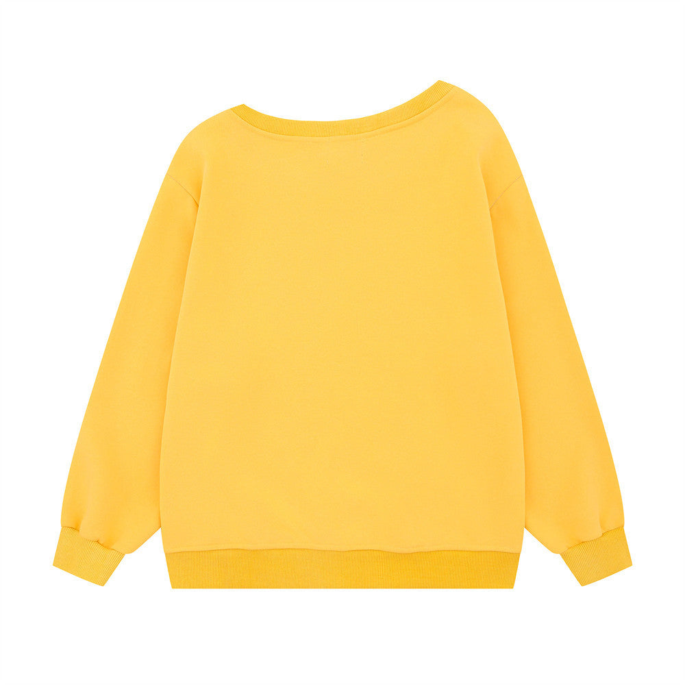 Sweat-shirt décontracté à col rond et épaules dénudées