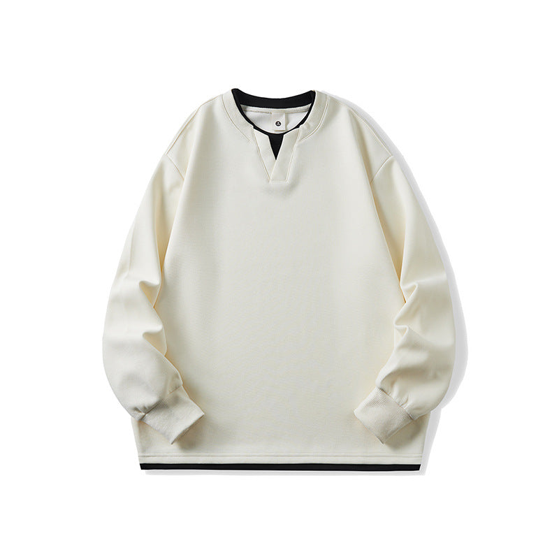 Heavyweight Faux Layered V-Neck  Sweatshirt