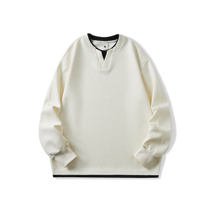 Heavyweight Faux Layered V-Neck  Sweatshirt