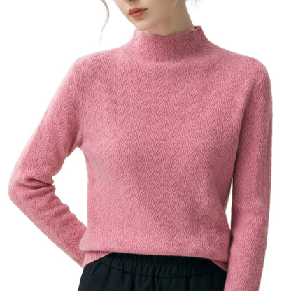 Half high neck solid color sweater