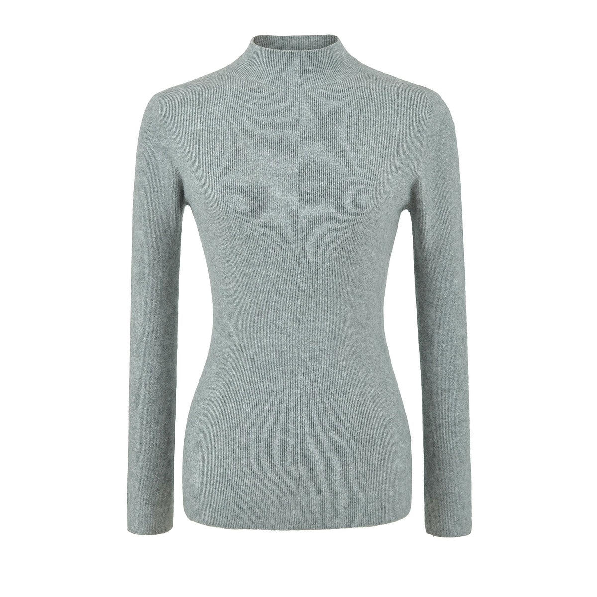 Women's Slim Fit Long Sleeve Mock Neck Seamless Wool Blend Knit Top