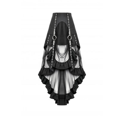 Dark in Love Belladonna Mesh Buckled Goth Skirt in Black