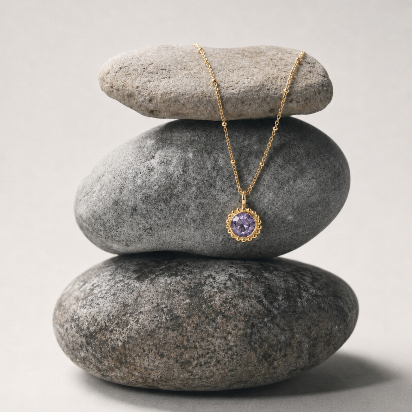 Sunburst Necklace - Amethyst in Gold or Silver
