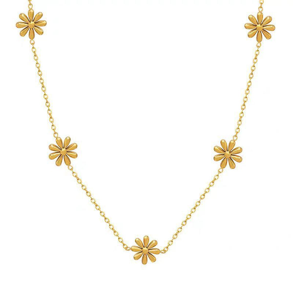Titanium Steel Colorfast Floral Necklace - Stuffs & Savers