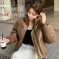 Women Winter PU Leather Short Stand Collar Puffer