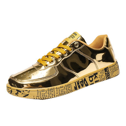 casual all-match shiny leather panel shoes
