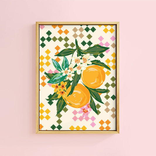 CHECKERBOARD ORANGE TILES PRINT