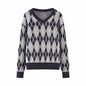 Casual versatile diamond knit sweater