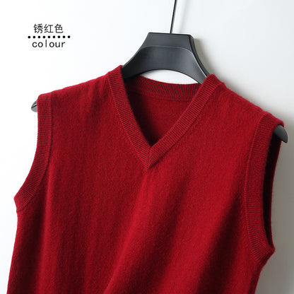 V-Neck Sleeveless Knitted Wool Sweater