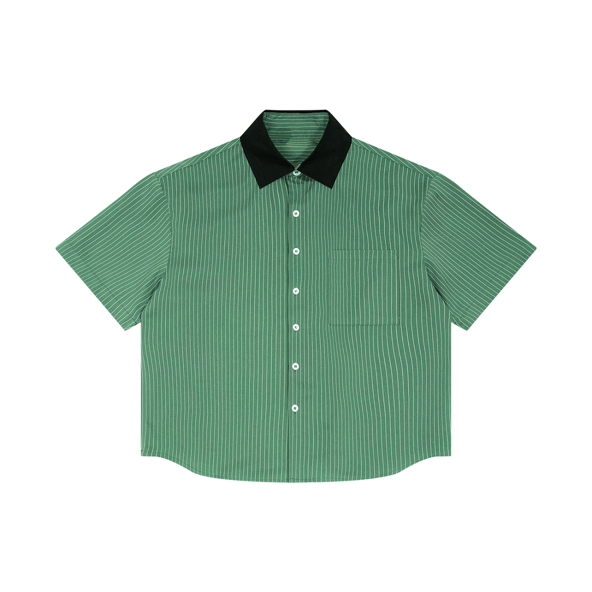Unisex Striped Boxy Contrast Collar Shirt