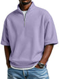Men's Waffle Knit Half-Zip Polo Shirt - Short Sleeve