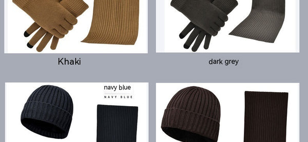 Ensemble bonnet, écharpe et gants tricotés de couleur unie pour l'hiver