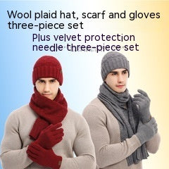 Ensemble bonnet, écharpe et gants tricotés de couleur unie pour l'hiver