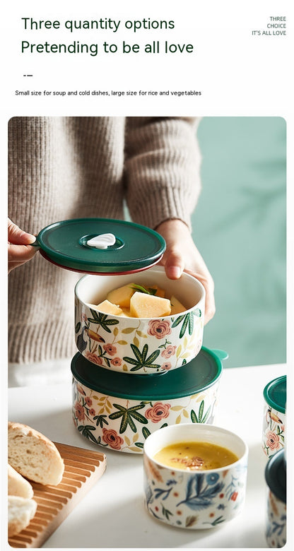 Portable box With Cover Ceramic Bowl