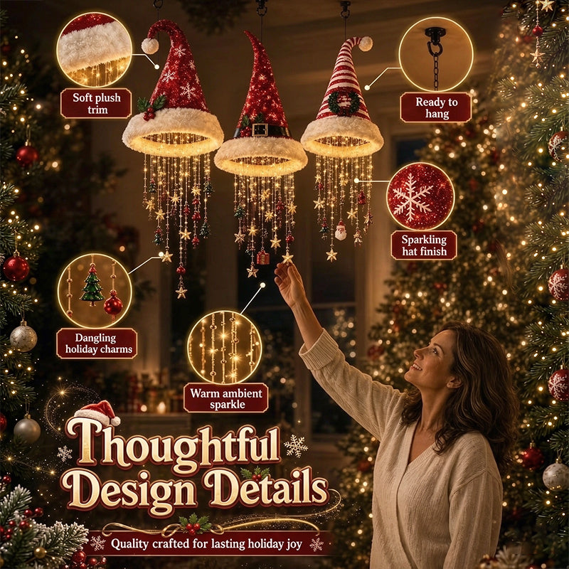 Lighted Santa Hat Hanging Chandelier
