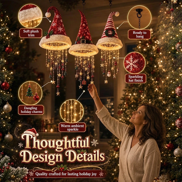 Lighted Santa Hat Hanging Chandelier