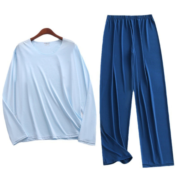 Ensemble Pyjama Homme Printemps-Été Ultra-fin à Manches Longues et Pantalon Capri