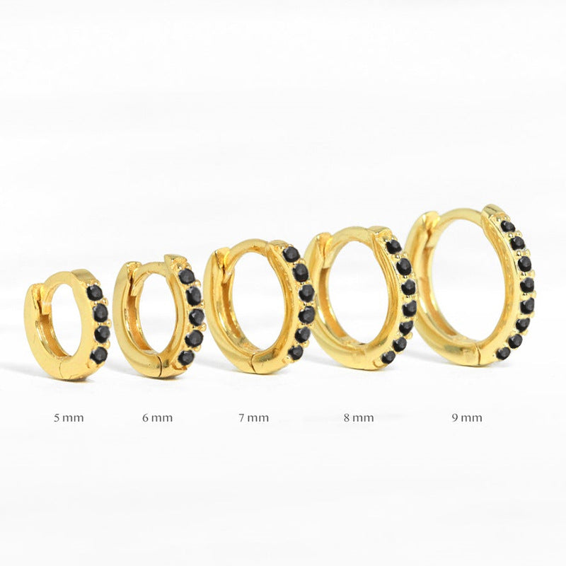 Earrings with Turquoise and Diamond Inlay 18K Gold Plated Stud