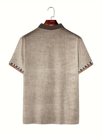 Chemise décontractée à manches courtes pour homme avec imprimé tête de taureau numérique 3D, détails boutonnés, col à revers - Vêtement de mode d'extérieur