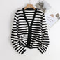 V-neck Striped Knit Cardigan Top