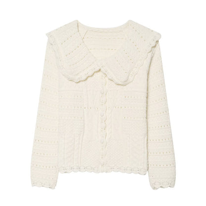 wave collar knitted sweater