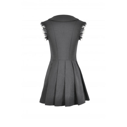 Dark In Love Gwendolyn Lace Panel Goth Mini Dress in Black