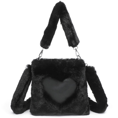 Sac à bandoulière duveteux pour femmes, sac à main à poignée supérieure, sac à main d'automne-hiver en peluche, sacs de courses tendance pour filles, sacs à main pour femmes