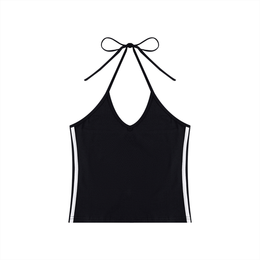 Women's Color Block Halter Crop Tank Top 210GSM