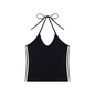 Women's Color Block Halter Crop Tank Top 210GSM
