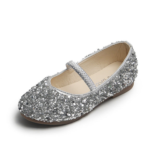 Girls Sequins Crystal Toe Cap