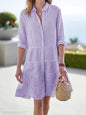 Striped Long-sleeved Shirt Dress