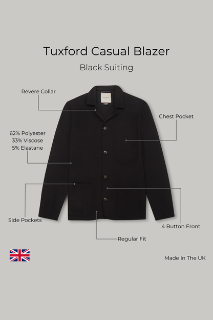 Tuxford Casual Blazer - Black Suiting