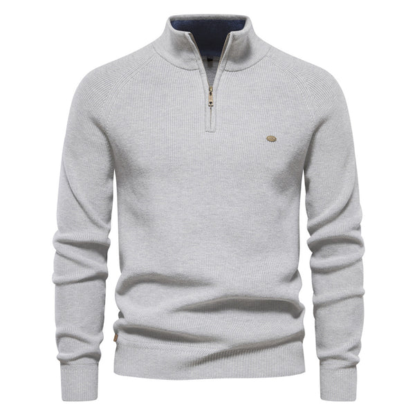 Men's Zipper Stand Collar Knitted Sweater