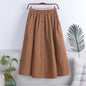 Button Elastic Waist Big Hem Skirt